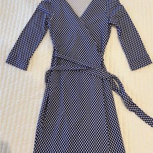 DVF Purple and White Wrap Dress
